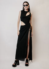 Cut-Out Neoprene Maxi Dress