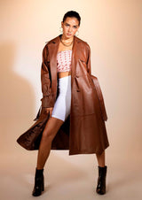 Dahlia Collared Leather Trench Coat
