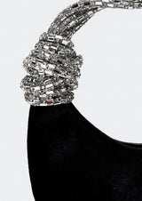 Diamond Velvet Mini Jewelled Half-Moon Handbag