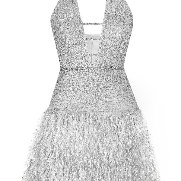 Gatsby embellished hotsell chiffon mini dress