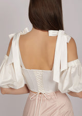 Flash Puff Sleeve Satin Corset Top