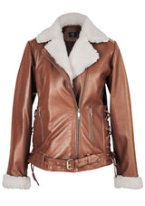 Gaia Shearling Leather Biker Jacket