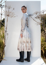 Gerbera Pleated Silk Midi Dress
