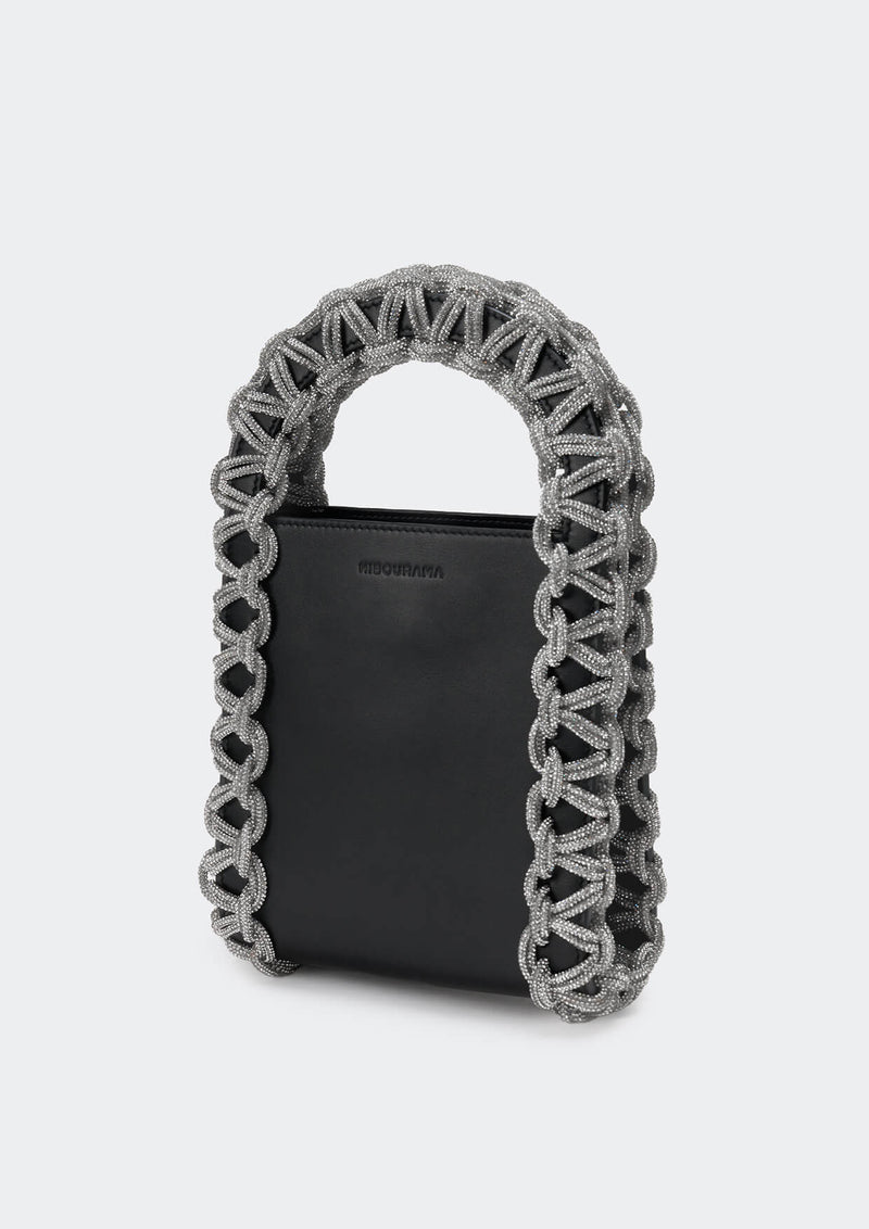 Layla Rectangular Crystal-Studded Woven Handle Handbag