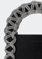 Layla Rectangular Crystal-Studded Woven Handle Handbag