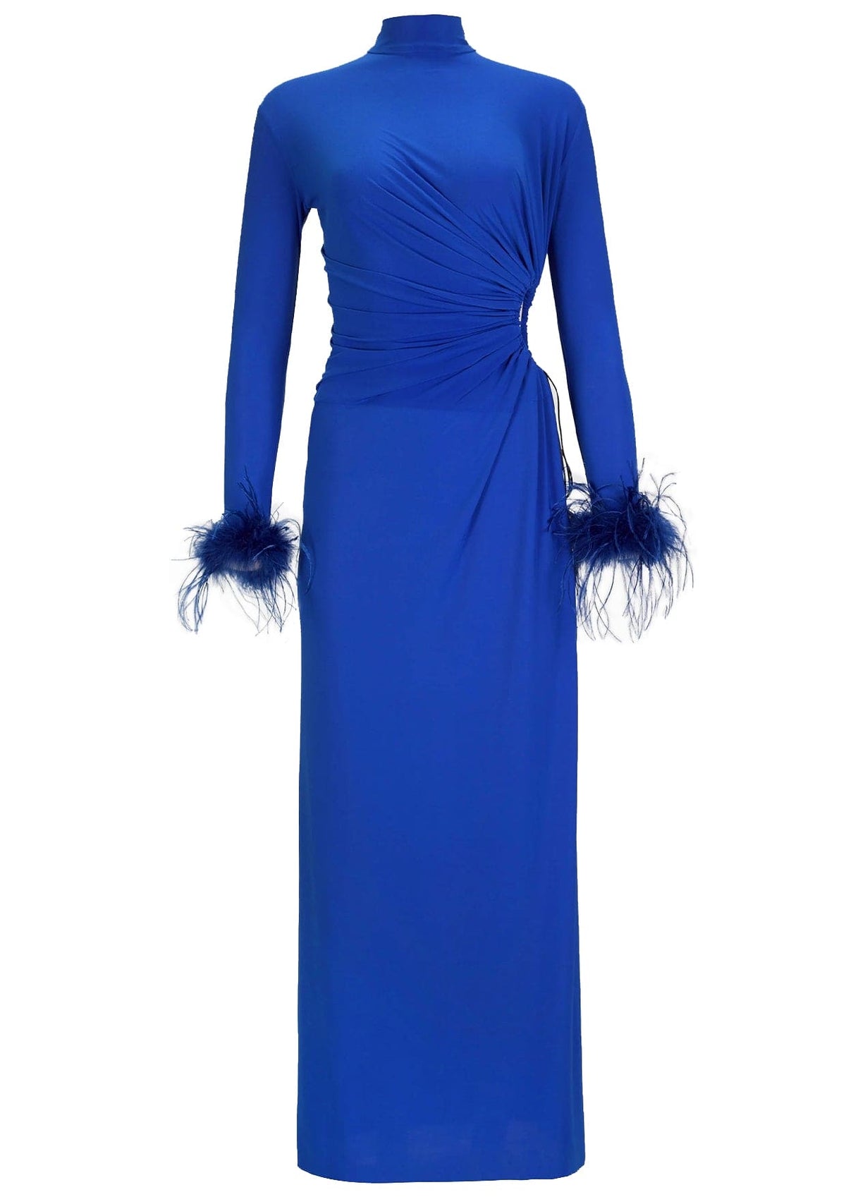 JCPAJARES - High-Neck Feather Cut-Out Knitted Maxi Dress  MADAMVOYAGE