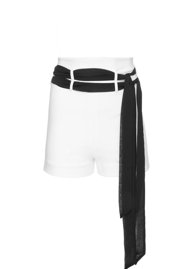 High-Rise Belted Cotton Shorts