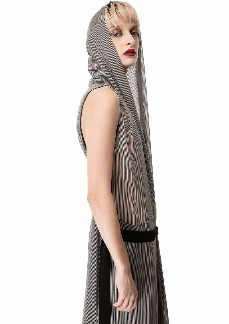Hooded Silk Maxi Dress