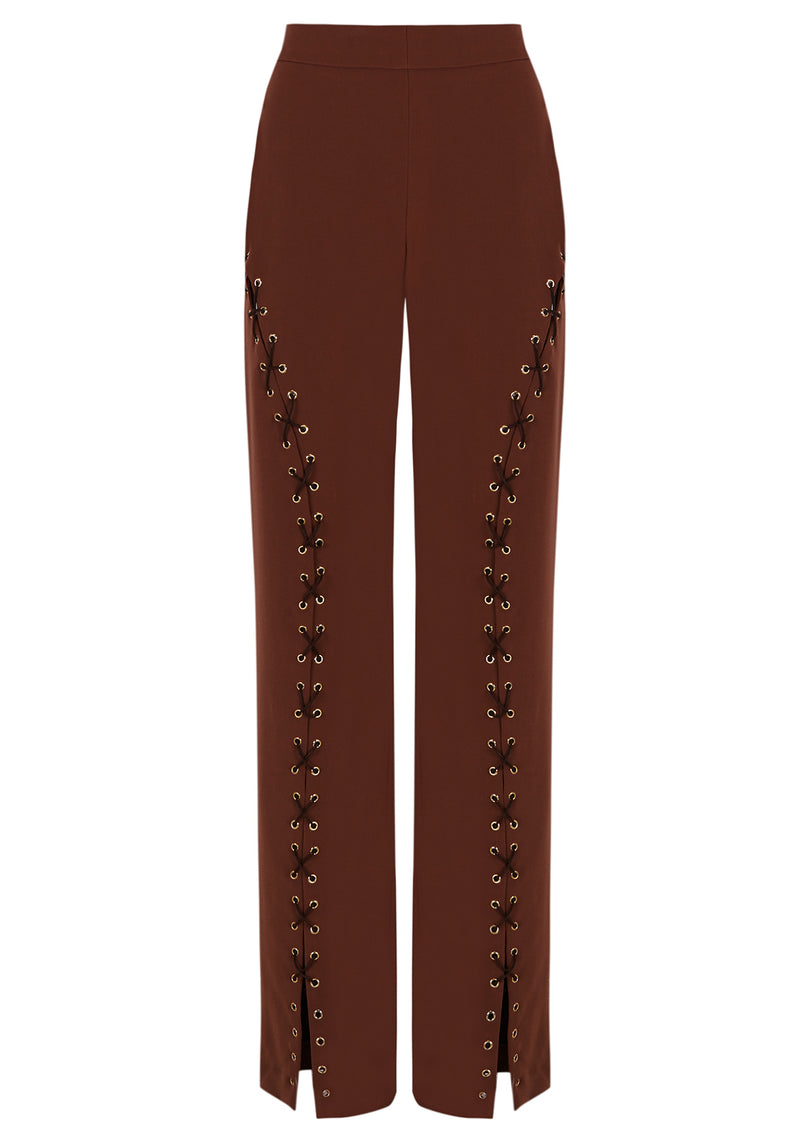 Lace-Up Crepe Trousers