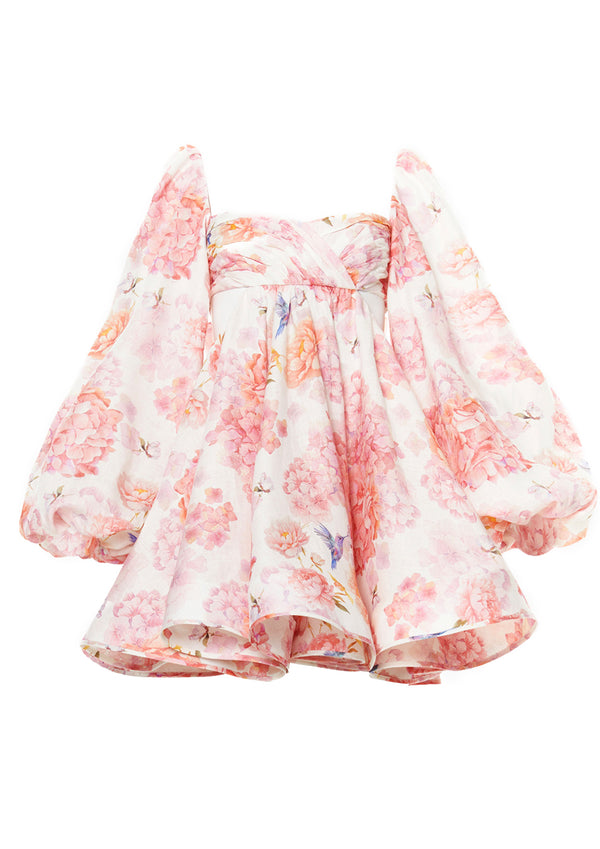 Lilas Open Back Linen Bodice Mini Dress