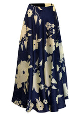 Moonlight Blossom Silk Maxi Skirt
