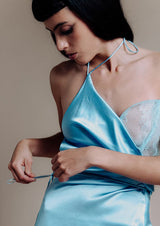 Multi-Tie Lace Silk Midi Dress