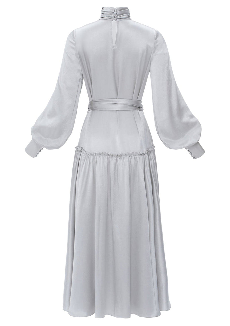 silk tie front dress Pretty Lavish tie front satin midaxi dress in Irish cream