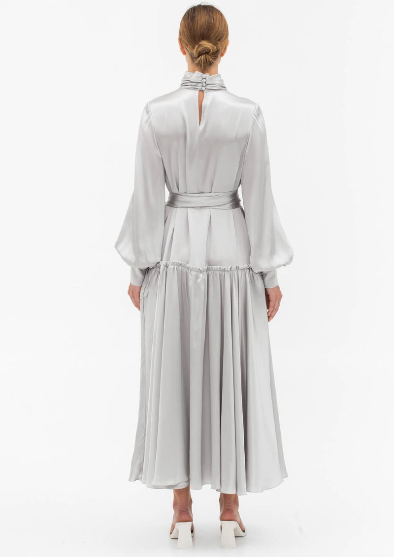 Muscari Tie-Front Silk Midi Dress
