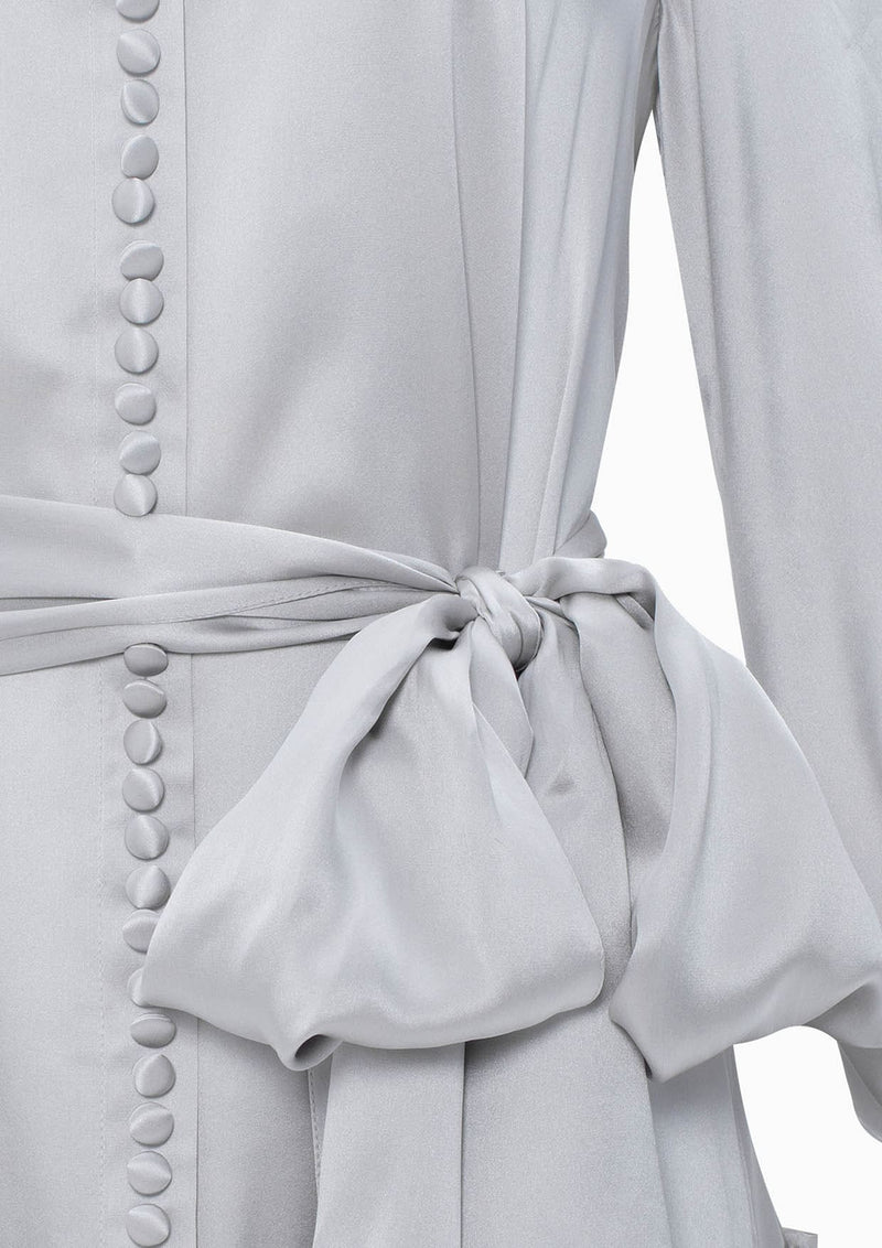 Muscari Tie-Front Silk Midi Dress