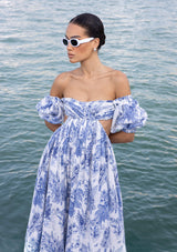 Nigelle Bodice Linen-Silk Midi Dress