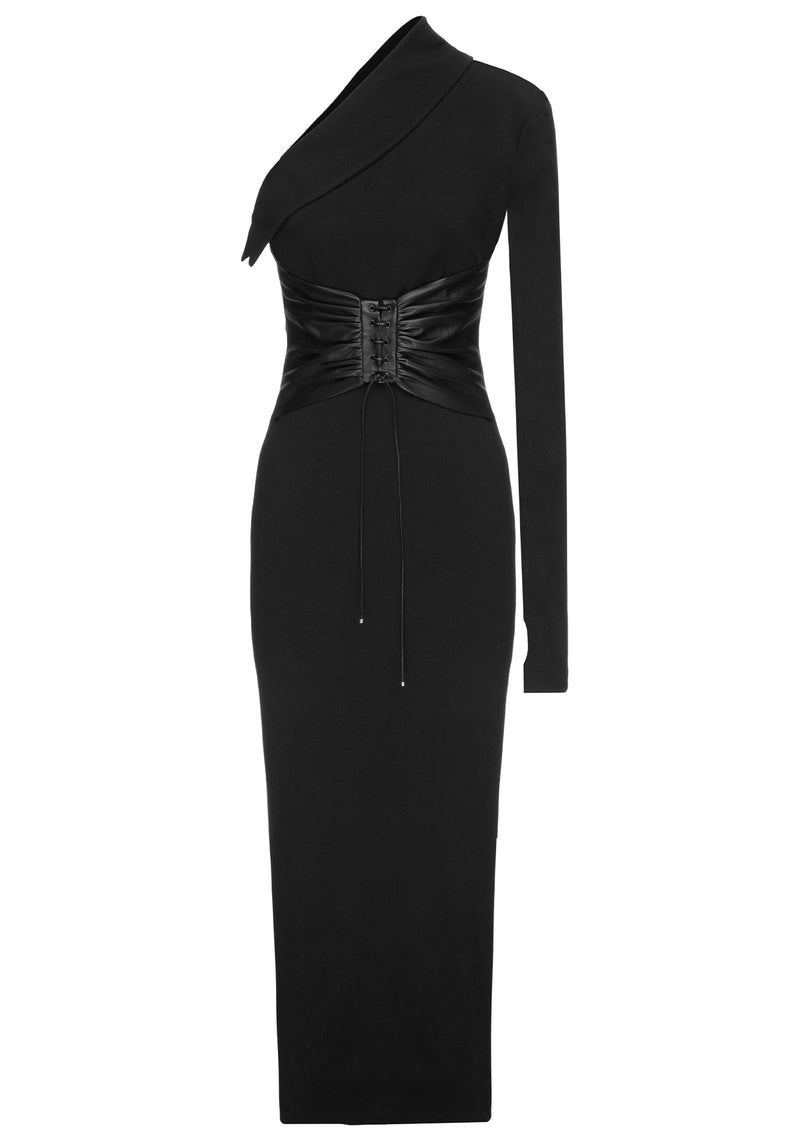 non bodycon maxi dress Solid Sleeveless Mock Neck Bodycon Maxi Dress Black / M