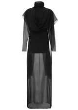Non-Detachable Scarves Silk Chiffon Maxi Dress