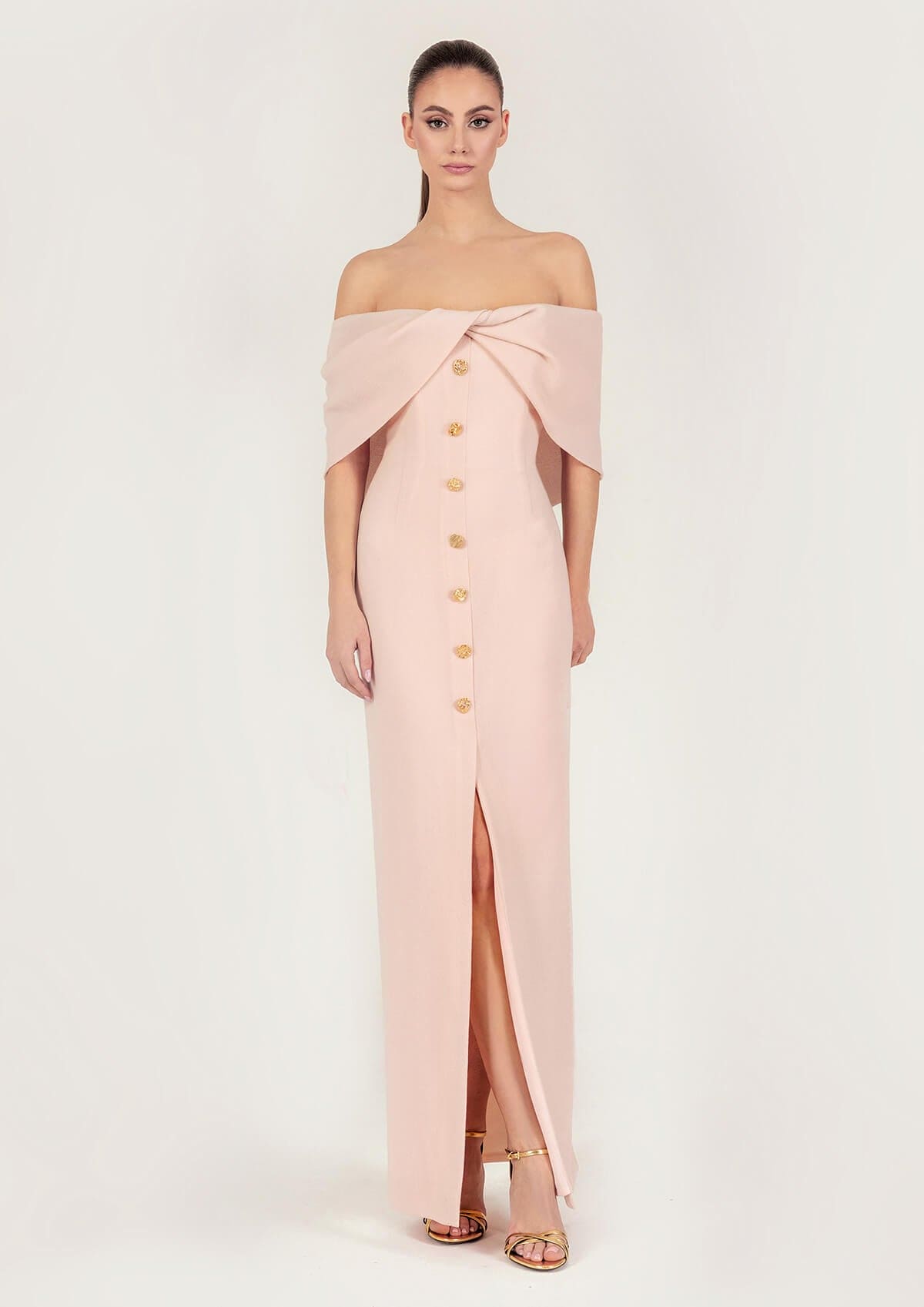 Monika Dimova - Off-Shoulder Wool Crepe Maxi Dress – MADAMVOYAGE