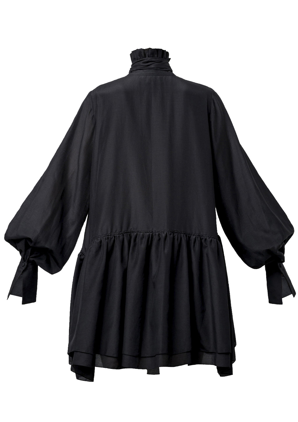 YVON - Orchidee Long-Sleeved Bow Silk Mini Dress MADAMVOYAGE YVON - Orchidee Long-Sleeved Bow Silk Mini Dress MADAMVOYAGE