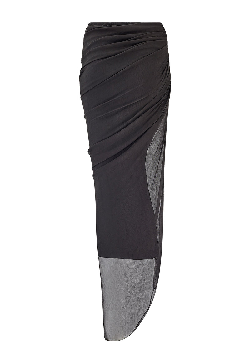 Pleated Silk-Chiffon Midi Skirt