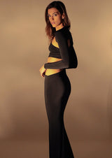 Rasha Long-Sleeved Cut-Out Jersey Maxi Dress