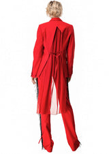 Red Sheer Back Chiffon-Gabardine Blazer Jacket
