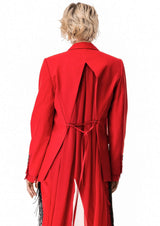 Red Sheer Back Chiffon-Gabardine Blazer Jacket