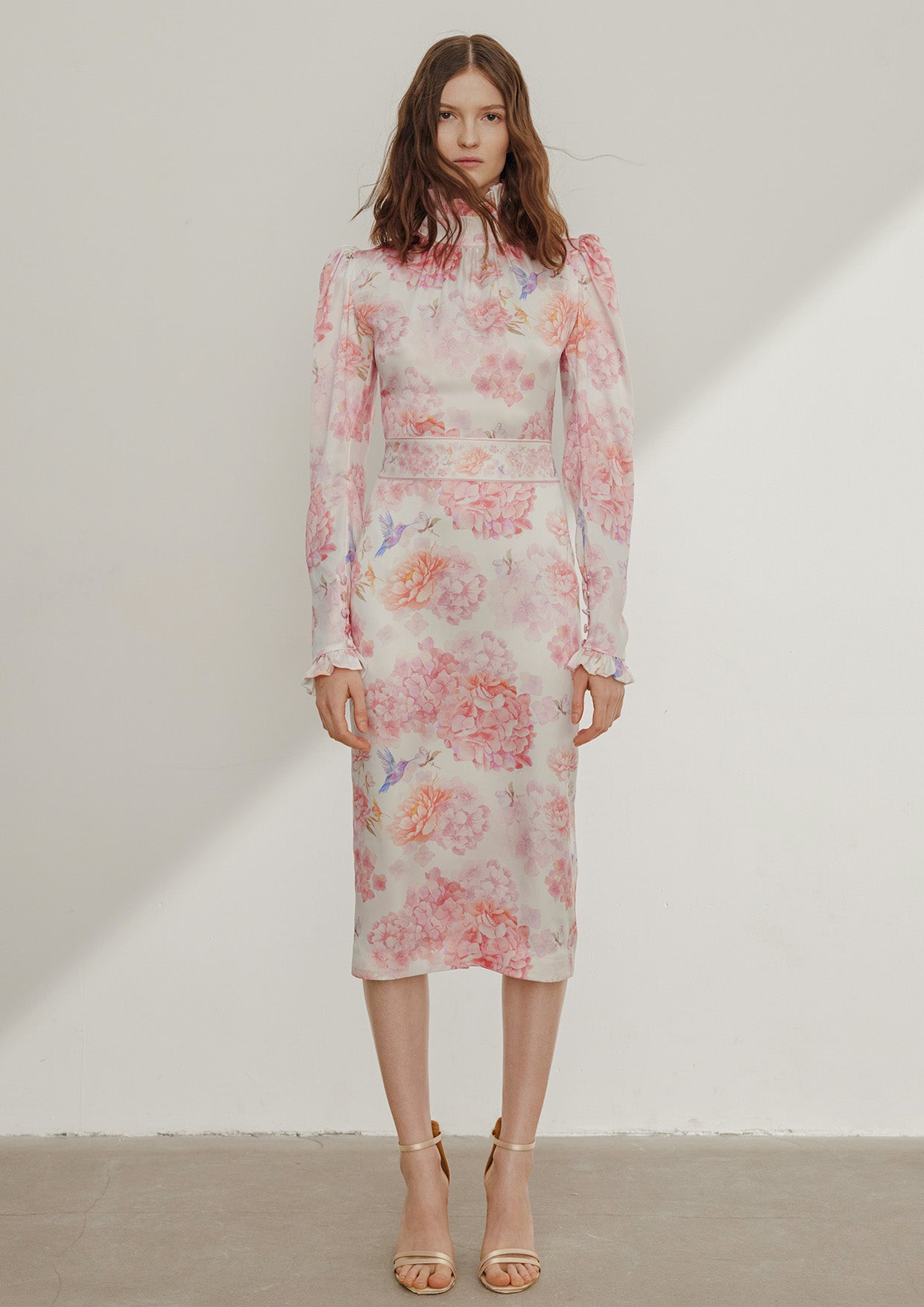 RIVIERA SIGNATURE HIGH-NECK SILK DRESS
