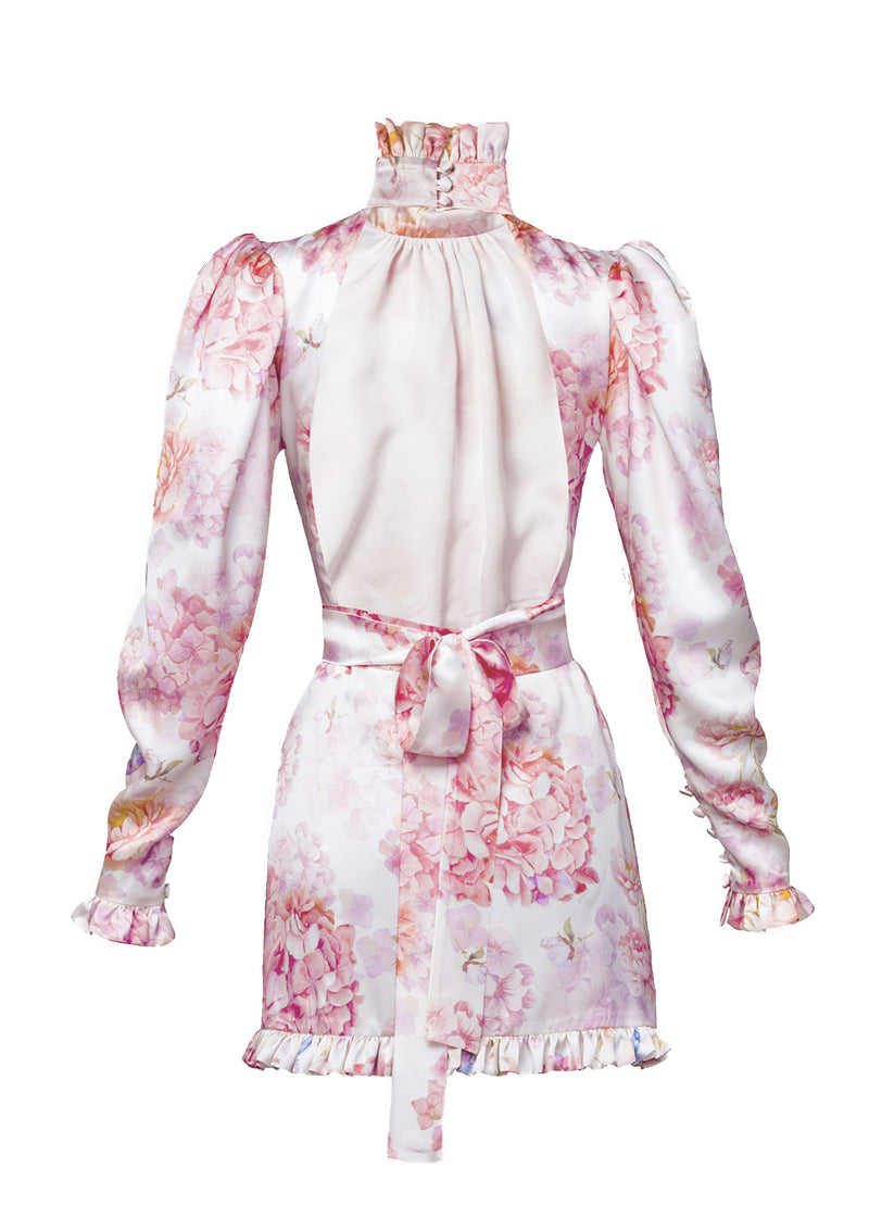 Rose Open-Back Silk Mini Dress