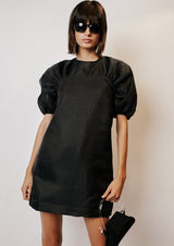 Ruched Puff-Sleeve Silk Organza Mini Dress