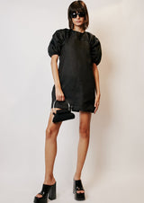 Ruched Puff-Sleeve Silk Organza Mini Dress