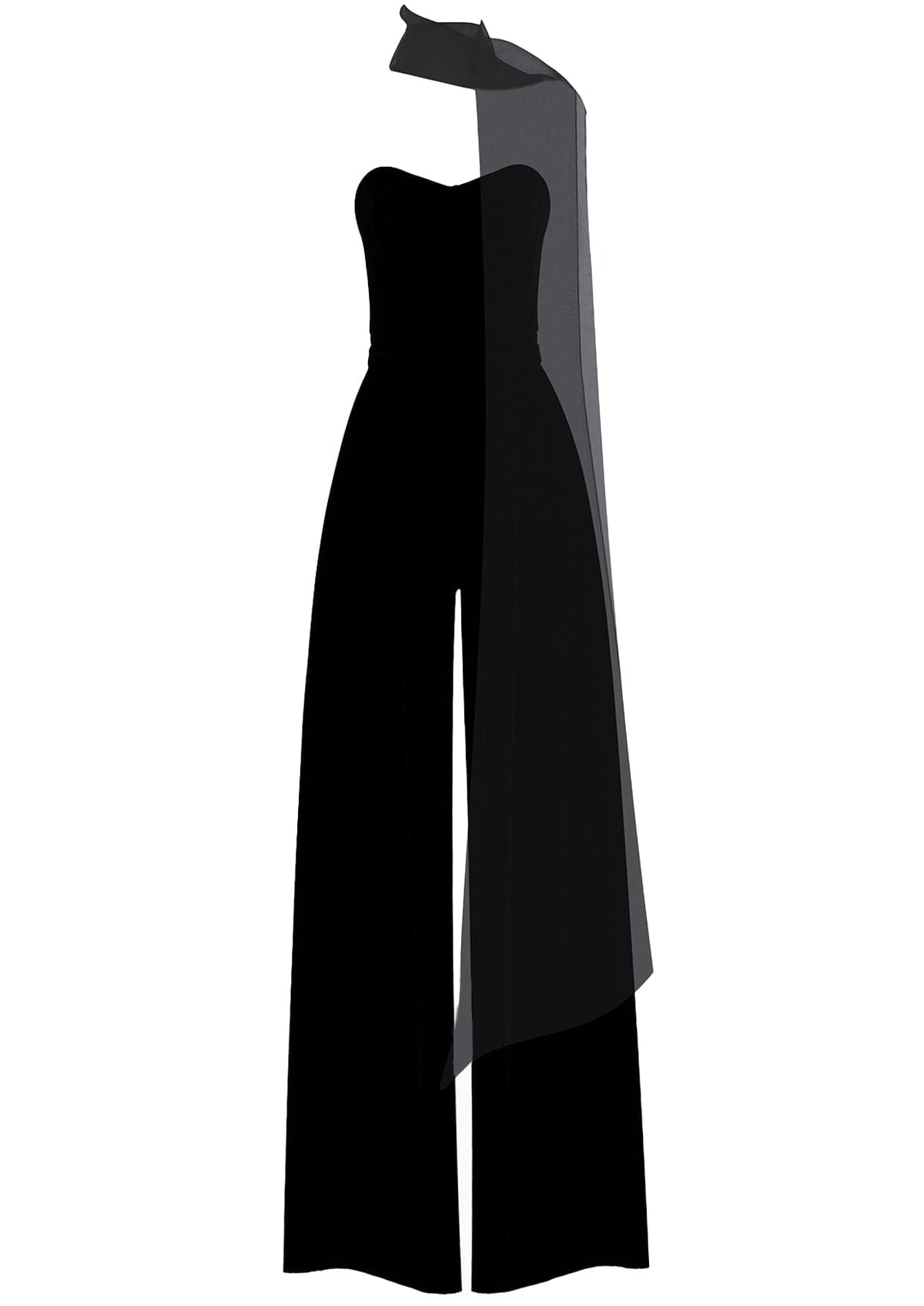 YVON - Rudbeckia Noir Off-Shoulder Corset Silk-Mix Jumpsuit