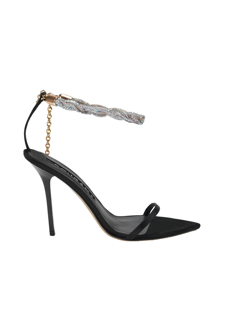 Sandra Crystal-Studded Strap Heeled Sandals