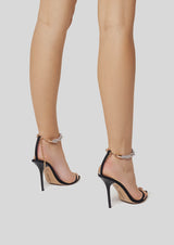 Sandra Crystal-Studded Strap Heeled Sandals