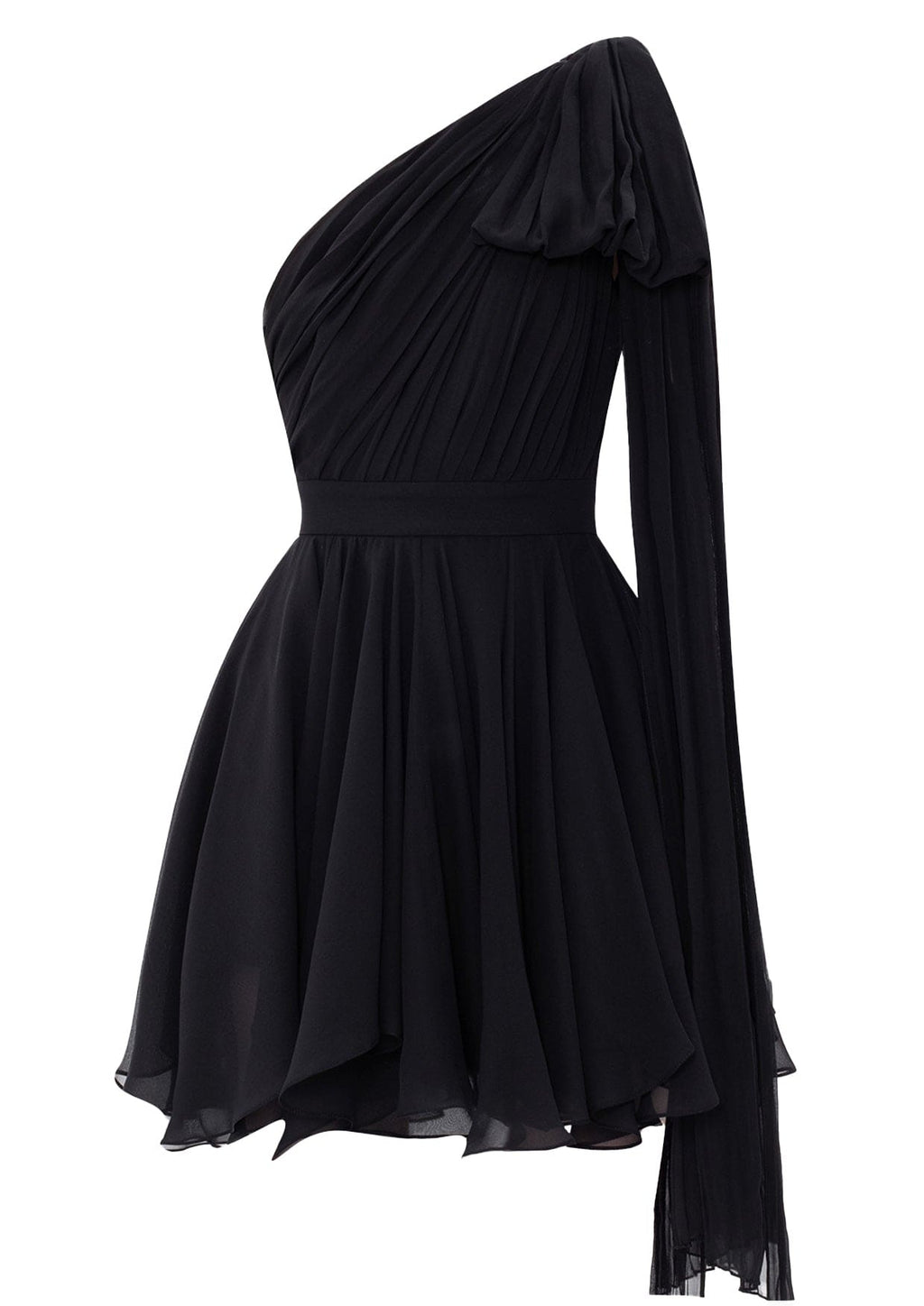YVON - Sarracenia Noir Cape-Sleeve Silk Chiffon Mini Dress MADAMVOYAGE YVON - Sarracenia Noir Cape-Sleeve Silk Chiffon Mini Dress MADAMVOYAGE