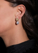 Sea Coin Gold Pearl Earrings