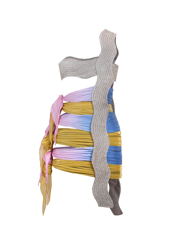 Sequin Side-Tie Chiffon Mini Dress