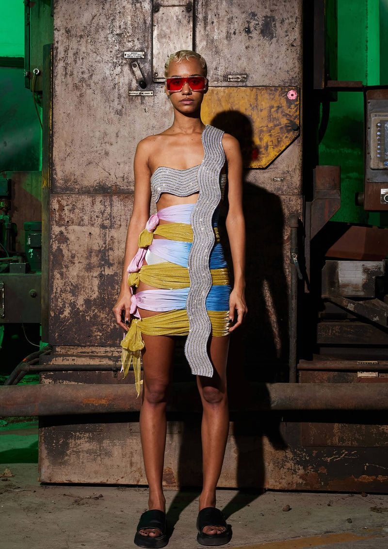 AKHL Sequin Side-Tie Chiffon Mini Dress – MADAMVOYAGE