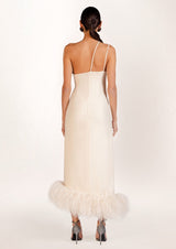 Serena Cut-Out Feathered Crepe Gown 