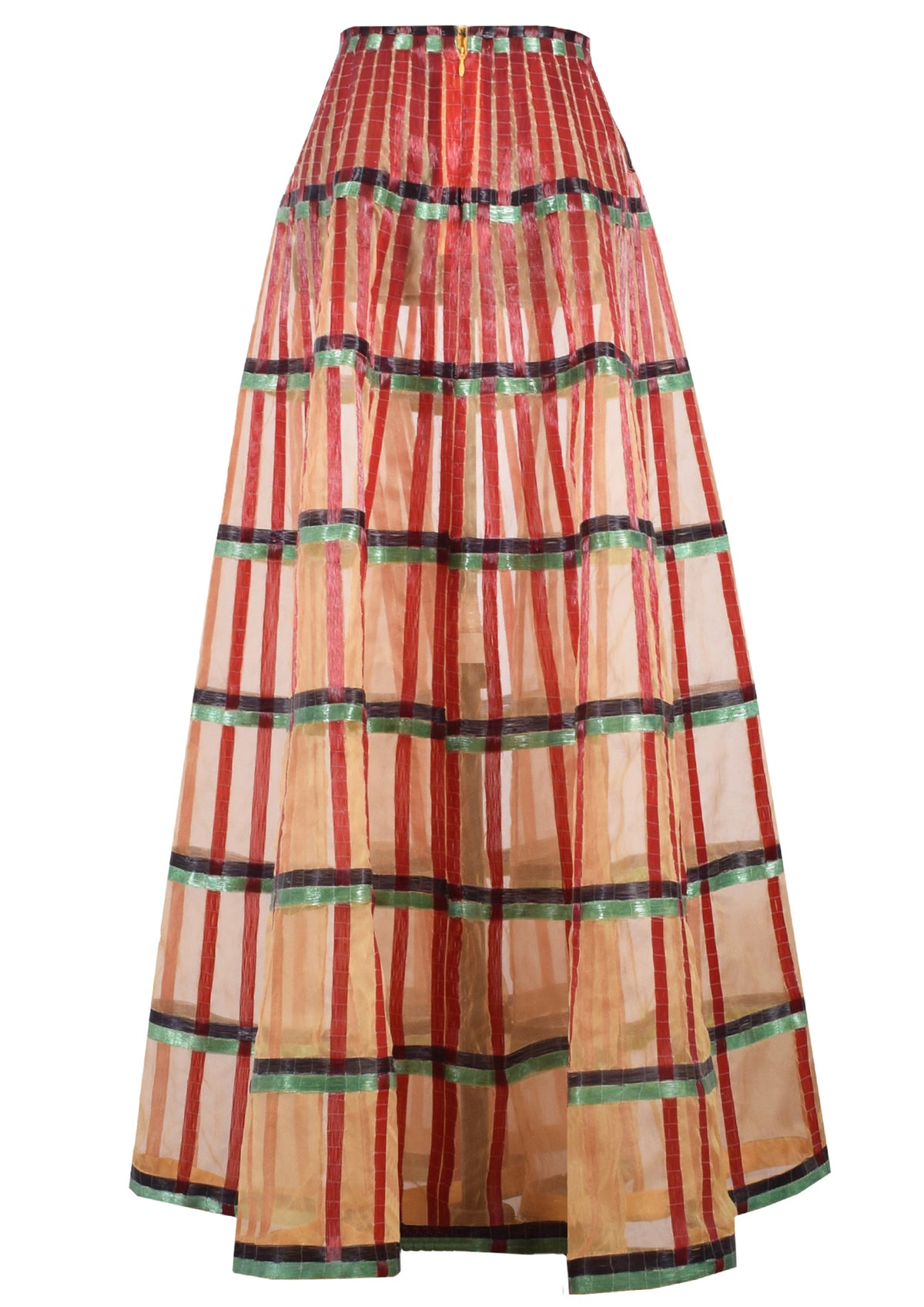 Vintage 1950s Black Sheer Organza Floral Print Half Apron