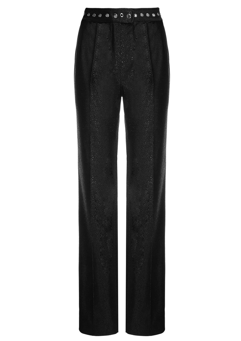 Textured Vegan Leather Trousers