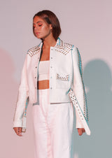 Topaz Studded Collared Leather Jacket