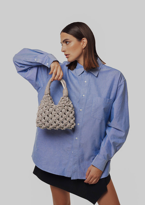 Vannifique Rock Crystal-Studded Woven Handbag