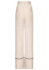 Wide-Leg Ribboned Cotton-Mix Trousers