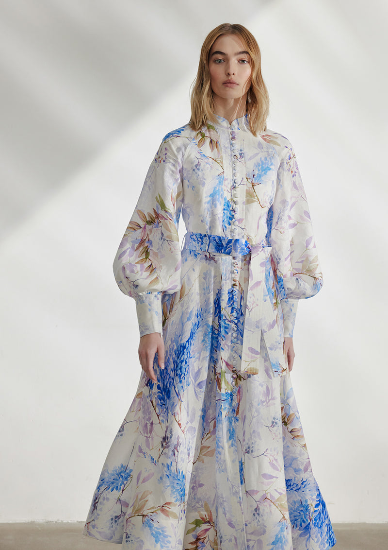 Jasmine Button-Down Linen Midi Dress