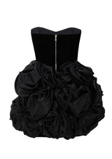 Zinnia Noir Rosebud Velvet Mini Dress