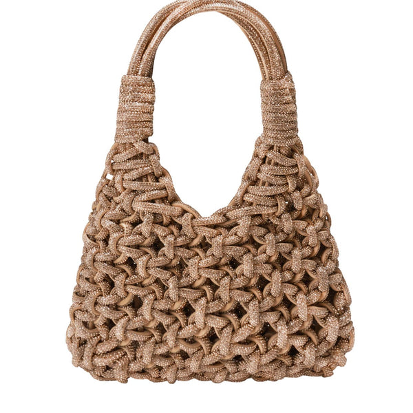 Hibourama - Vannifique Rock Crystal-Studded Woven Handbag