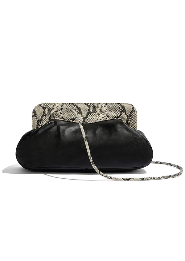 Constanza Snakeskin-Print Leather Clutch Bag