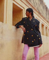 Bijiya Oversized Wool-Mix Double-Breasted Blazer